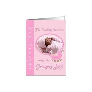  New Baby Announcement, Pink   Photo Card Template Card 