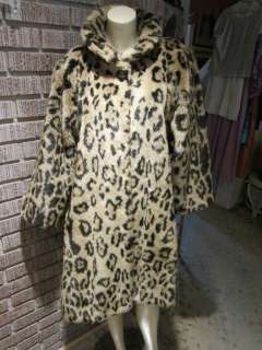 Womens Vintage 70s 80s Faux Plush Cheetah Wide Sleeves Stroller 