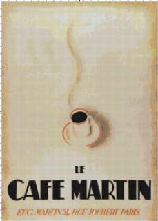 Vintage Cafe Martin Coffee Handmade CrossStitch Pattern  