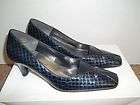 renee blue black leather croc daze pumps heels sz 6 5 m nib 