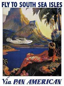 Vintage Travel Poster Pan Am to South Sea Isles 18x24  