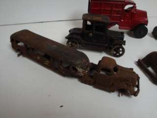 Vintage Lot of ARCADE Cast Iron Toy Cars Trucks Hubley Parts etc. Old 
