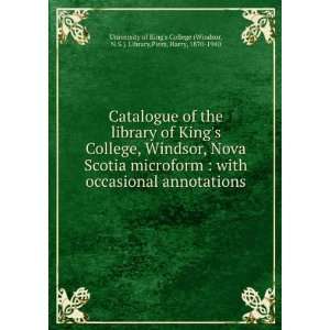  Catalogue of the library of Kings College, Windsor, Nova 
