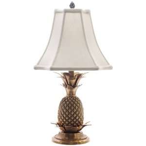  Antique Brass White Shade Pineapple Table Lamp