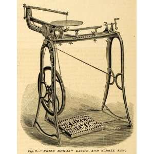  1881 Print Prize Demas Lathe Scroll Saw Antique Machine 
