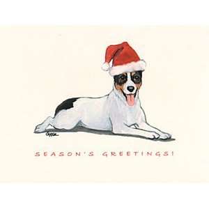    Rat Terrier in Santa Hat Boxed Christmas Notecards 