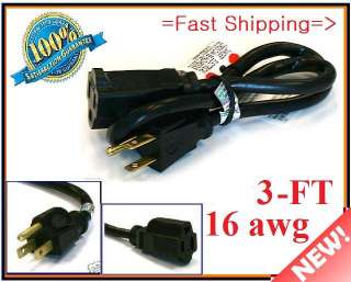 feet, 16AWG Power Extension Cord Cable   SJT 16/3C NEMA 5 15P TO 