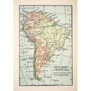  1930 Print Map South America Brazil Venezuela Peru Guiana 