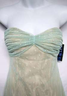 VICTORIA ROYAL Aqua Blue Swiss Dot Lace Dress 6 $598  