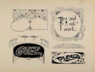 1910 Print Graphic Design Pattern Templates Art Nouveau Border Ink 