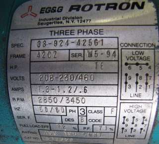 EG&G Rotron Regenerative Blower mdl. DR303AE72  