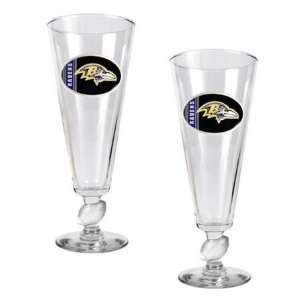  NIB Baltimore Ravens NFL 2 Pilsner Beer Bar Glasses 