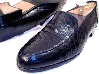 Sergio Rossi Mens ALLIGATOR CROCODILE Black Dress Shoes Loafers UK 9.5 