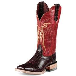   Ariat Ladies Mesteno Boot #10008752 Chocolate Gator & Red Appy  