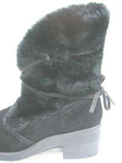 Womens Vintage Snowland Suede Faux Fur Snow Boots Sz 5  