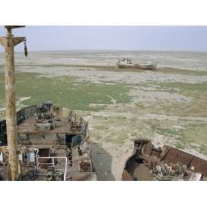Ships Graveyard Near Aralsk, on Seabed Due to Water Losses, Aral Sea 