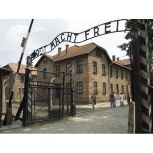 Entry Gate with Sign Arbeit Macht Frei, Auschwitz Concentration Camp 