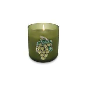 Green Glass Candle with Gemstone Grapes 