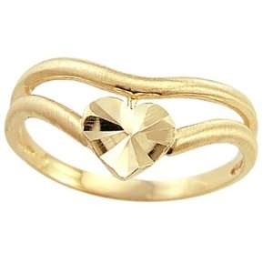 Heart Band 14k Yellow Gold Right Hand Fashion Ring, Size 9