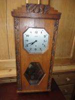 Antique French Vedette Westminster chime wall clock CARVED OAK CASE 