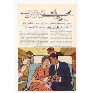   DC 8 Jet Enjoyable Vacationers Couple Print Ad (19949)