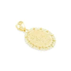  14k Yellow Gold Zodiac Aries Ram Oval Astrology Pendant Jewelry