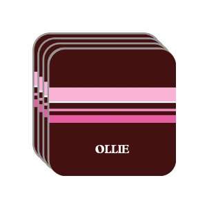 Personal Name Gift   OLLIE Set of 4 Mini Mousepad Coasters (pink 