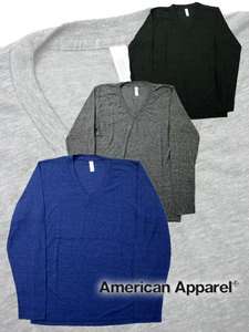 TR476 American Apparel LONG SLEEVE V Neck T Shirt  