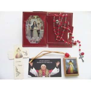 Blessed By Pope Benedit XVI Divine Mercy Italian Rosary with Bookmark 