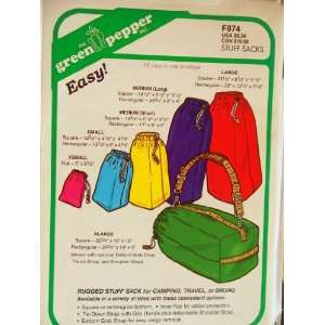  Pepper Sewing Pattern F874. Rugged Stuff Sack for Camping; Travel 