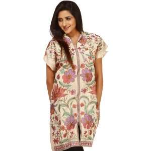  Khadi Phulkari Kurti from Punab with Embroidered Flowers 