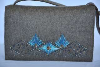 SERGIO ROSSI Wool Embroidered Beaded Bag Handbag  