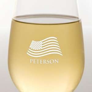 US Flag Stemless Wine Glass