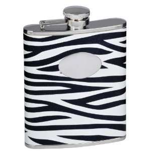   White Leather Stainless Steel 6oz Liquor Hip Flask
