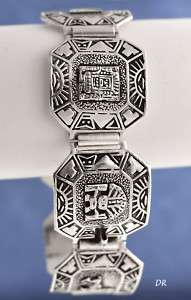 Neat Peruvian Sterling Silver Llama/Incan Link Bracelet  