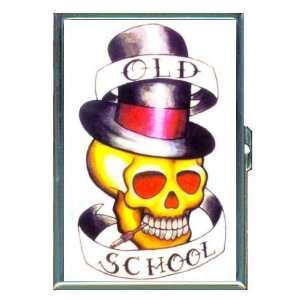 Old School Smoking Skull Retro Tattoo ID Holder, Cigarette Case or 