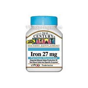  Iron 27 mg ( Ferrous Gluconate ) 110 Tablets, 21st Century 