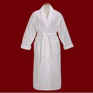   White Shawl Collar Bath Robe 100% Combed Cotton with Cord Edge Piping