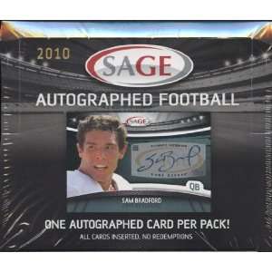  2010 Sage Autographed Football Hobby Box Sports 
