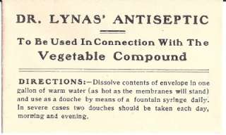 1920 Unused Dr.Lynas Antiseptic Douche Powder Envelope  