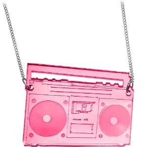  Pink Public Speaker Ghetto Blaster Necklace Jewelry