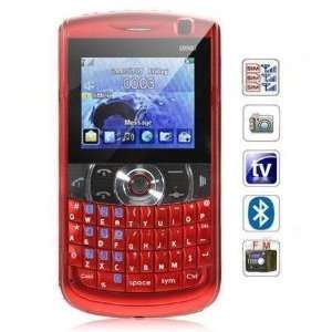  UNLOCKED QWERTY THREE 3  SIM QUAD BAND GSM CELL PHONE 877 RED Cell 