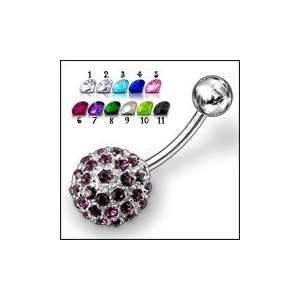  Jeweled Half Ball Non Moving Belly Ring Body Jewelry 