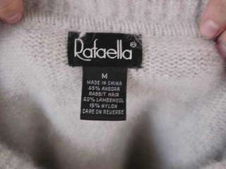 Vtg 80s Wool Angora Turtle Neck Crop Sleeve Sweater M  
