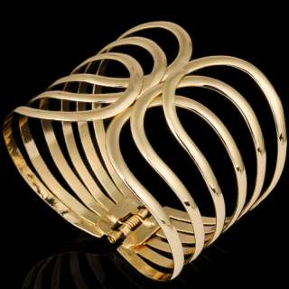 Open ended Claw Bangle Cuff Spring Clasp Gold Plated Bracelet Popular 