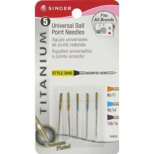 Singer Titanium Universal Ball Point Machine Needles for Knit Fabric 