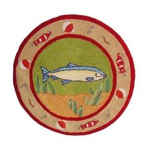  ZG Applique II Theme Gone Fishing round area rugs 36 Dia 