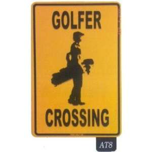  Seaweed Surf Co AT8 12X18 Aluminum Sign Golfer Crossing 