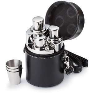   Flask with Leather Carrying Case   Includes 3 4oz Flasks Everything
