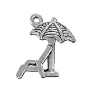  18mm Beach Chair with Umbrella Pewter Charm Arts, Crafts 